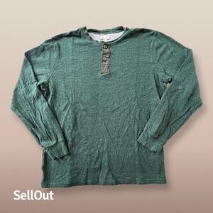 J.Crew Men's 2XLT Green Henley Long Sleeve Knit T-Shirt